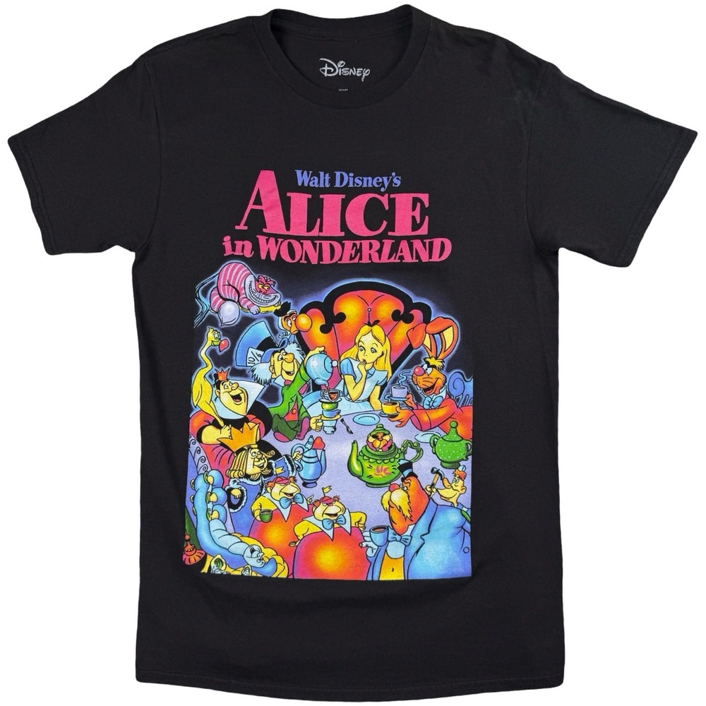 Disney Alice In Wonderland Graphic T Shirt Black Tea Party‎ S
